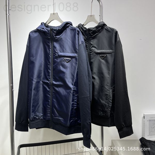 

women's hoodies & sweatshirts designer [correct version]autumn and winter p home wool stitched triangular hooded zipper set jacket jhcv, Black