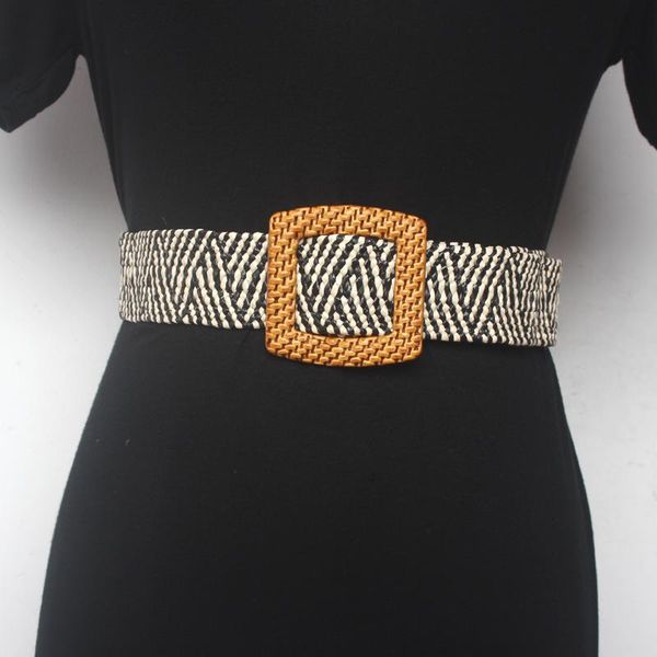 Cintos femininos cintura cera de vedação corda tecelagem decorativa elástico cós camisa vestido moda cinto largo 94 4 cm para verãocintos