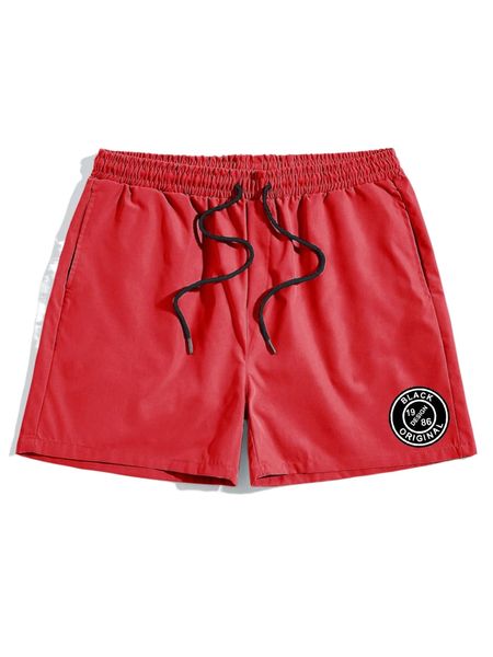 

romwe guys letter graphic drawstring shorts k2h2#, White;black