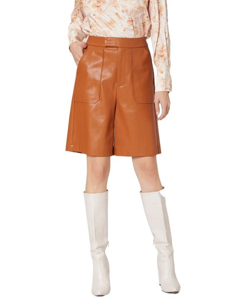 

motf premium recycled polyester pu leather bermuda shorts 07g0#, White;black