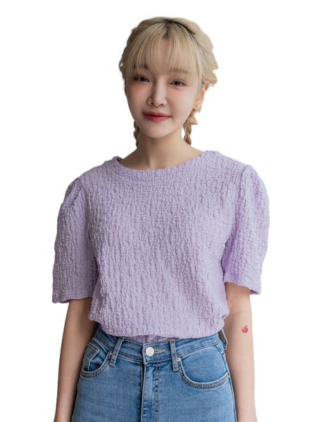 

dazy solid puff sleeve blouse m9uq#, White