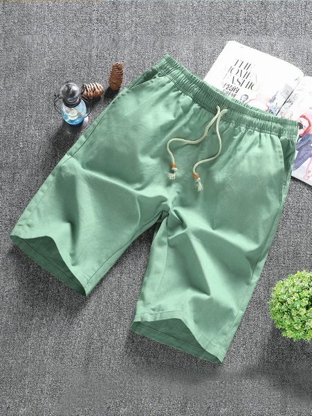 

men drawstring waist slant pocket shorts 94gy#, White;black