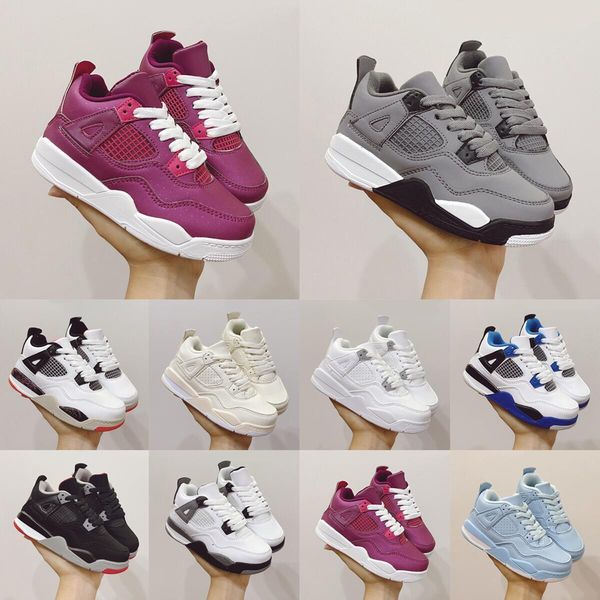 

children basketball shoes 4 men boy girl 4s purple bred sneakers white oreo black cat sports motosports trainers size eur 22-37