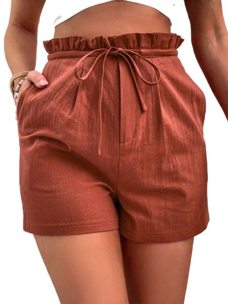 

paperbag waist drawstring shorts y5yo#, White;black