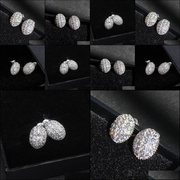

stud earrings jewelry female white crystal sier women cute bride oval zirconia wedding earring drop delivery 2021 iojsu, Golden;silver