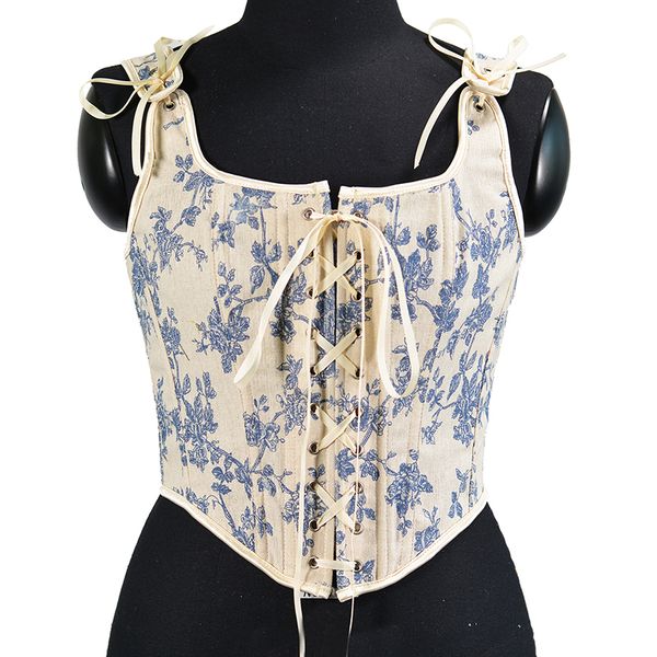 Mulheres Espartilho Corset Crop Tanques de Moda Floral Tupe Tops Vintage Plástico Desossado Bustier Bustier Camis Cyber ​​Bebê Tee Gothic Estética Grunge Fairy Core Fairycore