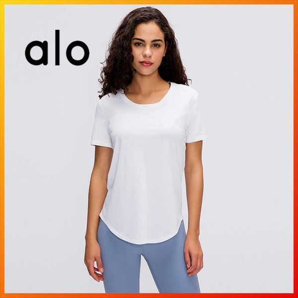

alo yoga summer women's short sleeve 8-color loose sports yoga fitness running t-shirt s2005, White;red