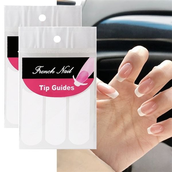 

2 sheets white french manicure strip nail art form fringe tip guides sticker diy line tips decoration tool 220518, Black