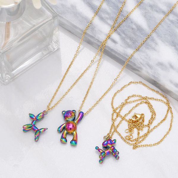 

cartoon dog balloon necklace ins creative pendant gift for teen girls copper sweater chain jewelry, Silver
