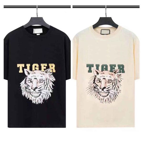 

leisure tiger print t shirt designer men women tees cotton breathable shirts with tags, White