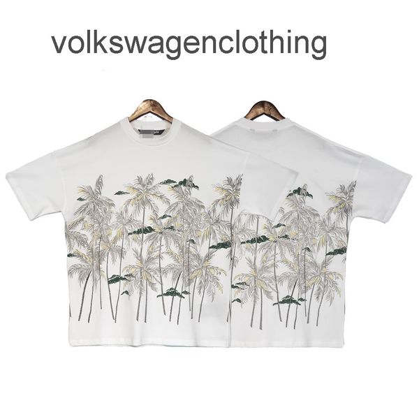 

correct angel palm plant print spring summer loose round neck t-shirt, White;black