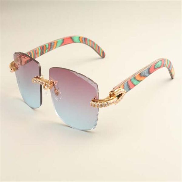 

new luxury fashion diamond ultra light sunglasses t3524015-8 small frame natural color wooden sunglasses engraving mirror shi231u, White;black