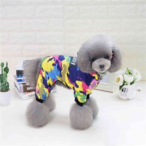 New Dogbaby Hooded Four Legs Camouflage Style Dogs Pet Dogs Winter Cotton Casal Small Puppy Dogs Casal para cachorro De S a XXL 210401