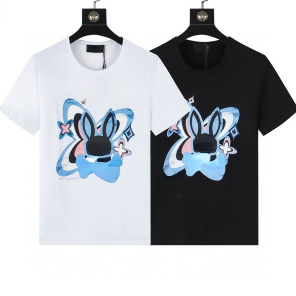 

street fashion t-shirt psyb short sleeve tshirt classic skull rabbit print cotton crew neck summer casual loose top, White;black