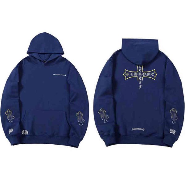 

brand classic mens fashion sweatshirts ch designer hoodies horseshoe cross print jacket women casual quality luxury pullover hooded loose h, Black