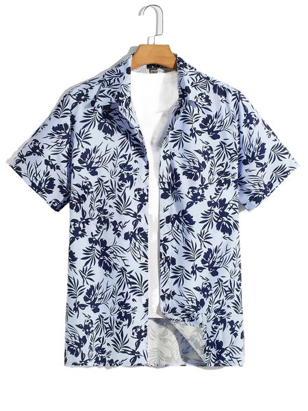 

men tropical print shirt without tee 44vm#, White;black