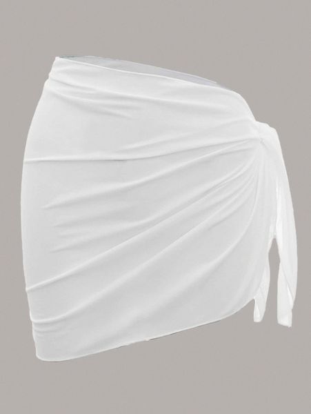 

plain knot side beach skirt t1n5#, White;black