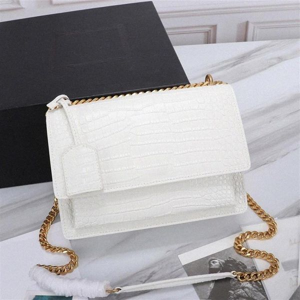 

luxury designer crossbody bag handbag purses crocodile style flap pocket sunset medium women chain leather shoulder b319l