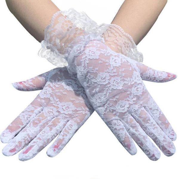 

fashion flowers women' summer driving gloves non-slip block uv touch screen gloves breathable cotton gloves for women, Blue;gray