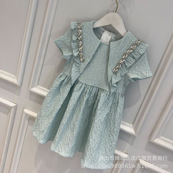 

designer spring summer short sleeve girls' flying sleeve fashion celebrity dress lovely middle large girl baby princess skirt, Red;yellow
