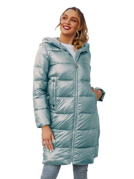 

ziai zip up hooded patched detail puffer coat k206#, Black
