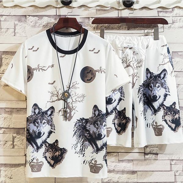 Мужские спортивные костюмы Men Summer 2 Peice Set Casual Print Cartoon Cartoon Top Top Top Shortsmers