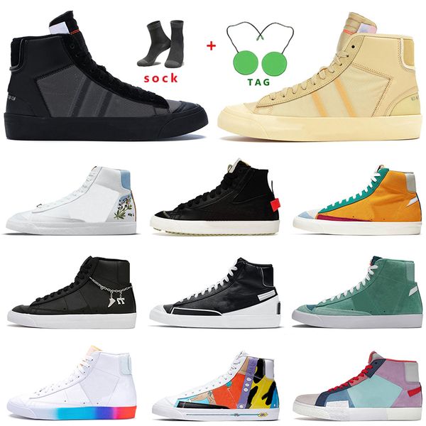

authentic blazer mid 77 vintage jumbo casual shoes white off black indigo catechu multi-color women men platform trainers low mosaic pendant