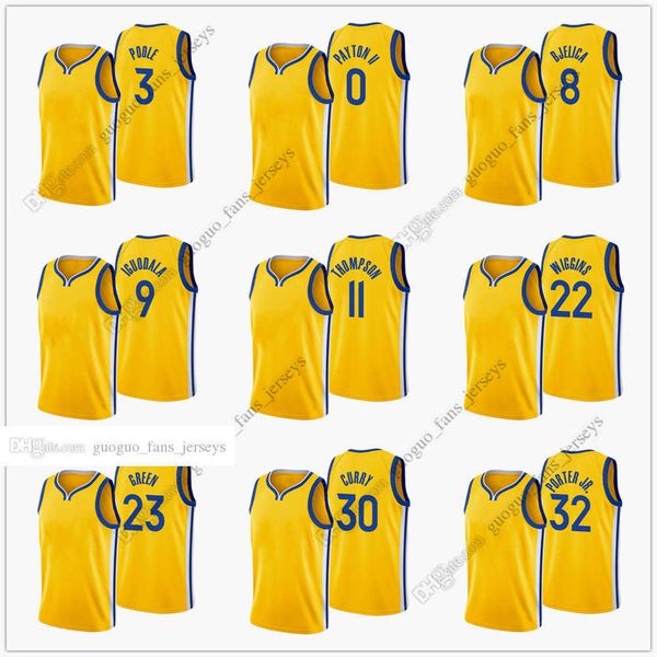 

custom printed 2022 new city basketball jerseys curry thompson wiggins green wiseman iguodala porter poole bjelica payton ii yellow jersey s, Black;red