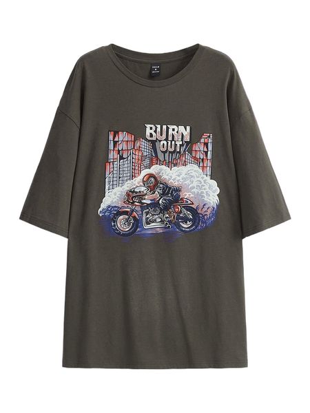 

x lsscid men motorcycle & figure graphic tee r2vd#, White;black