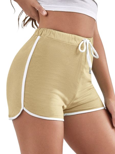 

contrast binding drawstring dolphin shorts x2yc#, White;black