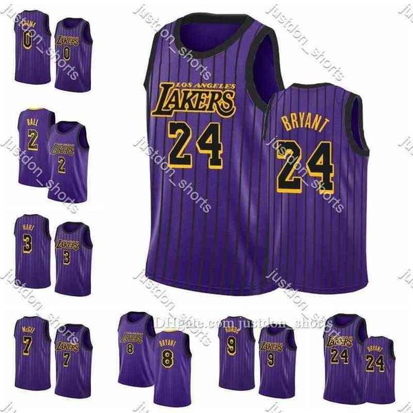 

''nba''jerseysmens kyle kuzma 0 hart 3 rondo 9 russell westbrook customize city purple edition press basketball jerseys, Black