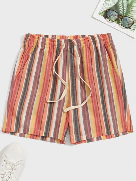 

men striped drawstring shorts 19gw#, White;black