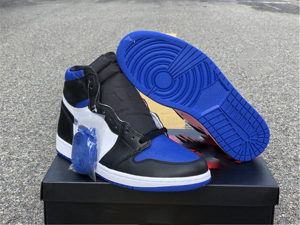 

shoes genuine jumpman 1 blue black white shoelaces shoebox 40.5---46