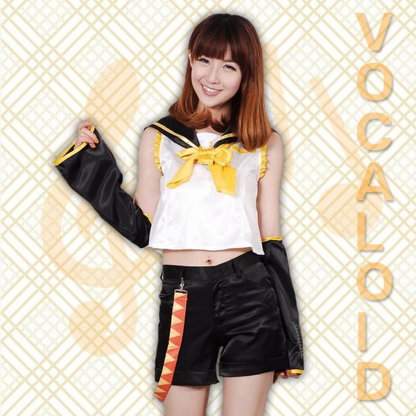 

anime costumes cosplay vocaloid kagamine rin len brother sister cosplay costume suit, Black