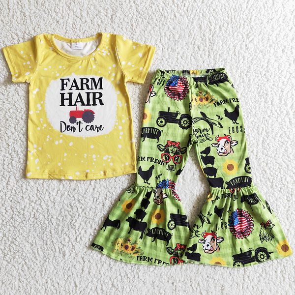 

new fashion kids designer clothes girl set farm design boutique baby girls clothing bell borrom outfits spring cute kid outfits wholesale, White