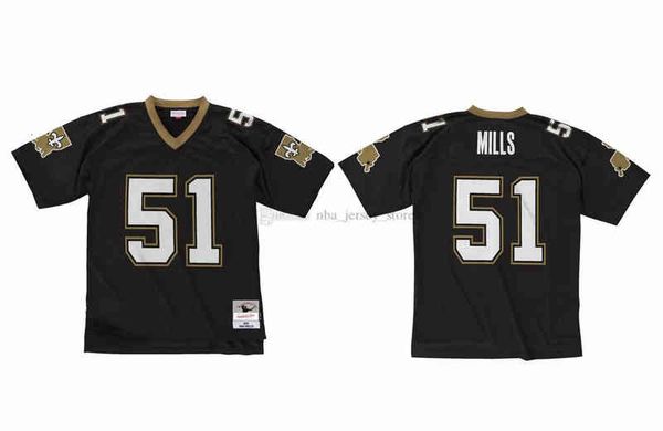 

stitched football jersey 51 sam mills 1987 mitchell & ness retro rugby jerseys men women youth s-6xl, Black
