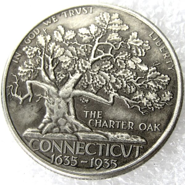 USA 1935 CONNECTICUT GEDENKHALB-Dollar-Handwerk, versilbert, Kopienmünze, Metallstempel, Herstellungsfabrik, Preis