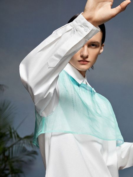 

x stella chan letter graphic ruffle hem half button mesh panel dress 19sq#, Black;gray