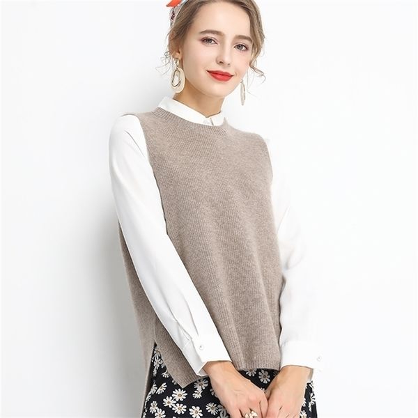 

wavsiyier sweater vest women vintage spring autumn winter jumper female woman o neck knitted pullover women clothing 201201, White;black