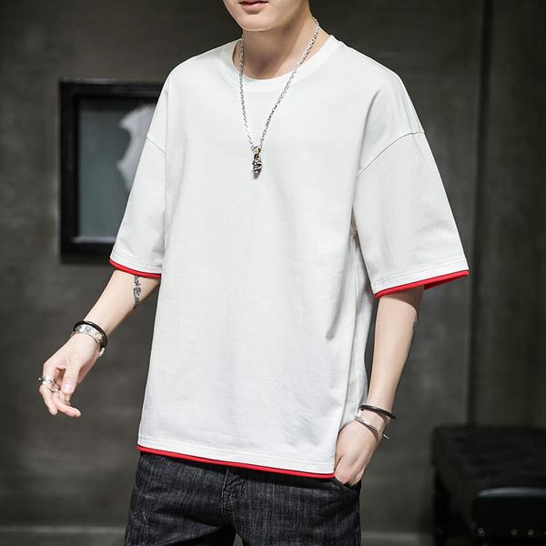 

men's t-shirts oversized t-shirt men's stitching, White;black