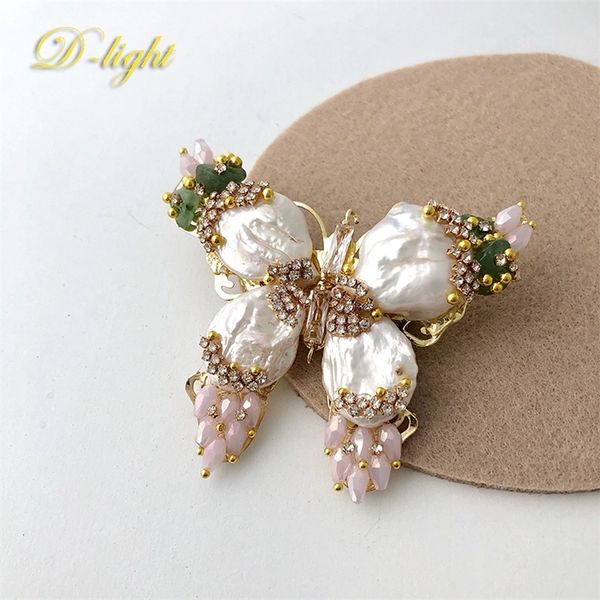 

exquisite elegant baroque pearl butterfly brooch necklace pendant dualuse lady sweater scarf accessories banquet party jewelry 220810, Gray