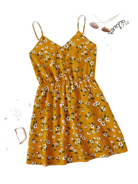 

daisy floral cami dress m8gg#, Black;gray