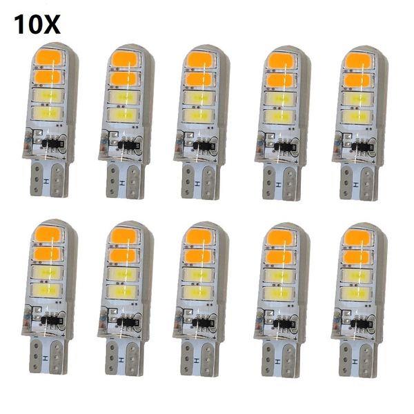 Novo 10x T10 Strobe piscando 194 W5W 8LED 5630SMD T10 LED duradouro Shine Auto Strobe Flash Car Bulbs Dual Color White Yellow