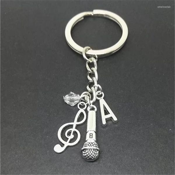 Portachiavi per portachiavi fatti a mano Microfono Music Metal Keyring JewelryKeyChains Emel22