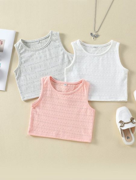 

toddler girls 3pcs solid eyelet tank she, Blue