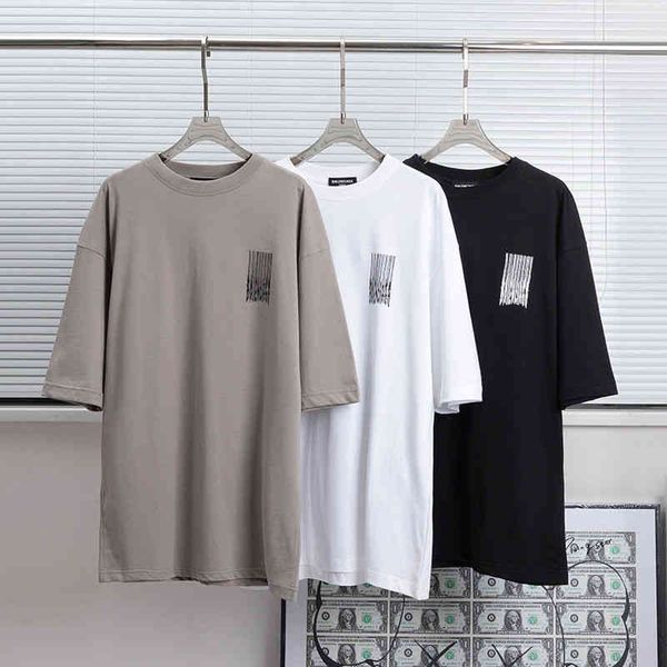 

2022 designer bal t shirt level version / 2022 ss bar code stripe short sleeve t-shirt fashion, White;black