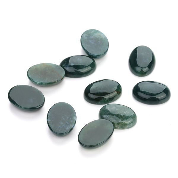 Natural Ágata Aquático Oval Flat Back Pedstone Cabochões Cura Cakra Cristal Pedra Bead Caberes Nenhum buraco para a fabricação de artesanato de jóias