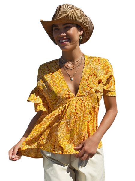 

paisley print layered trim peplum 79mw#, White