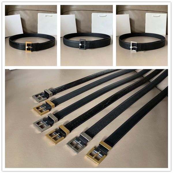 

2.0 2.5 3.0 cm widths black genuine leather pin buckle women belt with box women designers belts waistband 551901, Black;brown