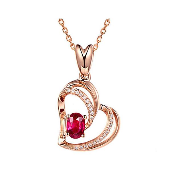 Collane a ciondolo jinjiahuas elegante a forma di cuore a forma di ruby cave love fl diamond a tre pesche nsionali rosse rosse che appendono la clavicola hjewelry dr dhiry